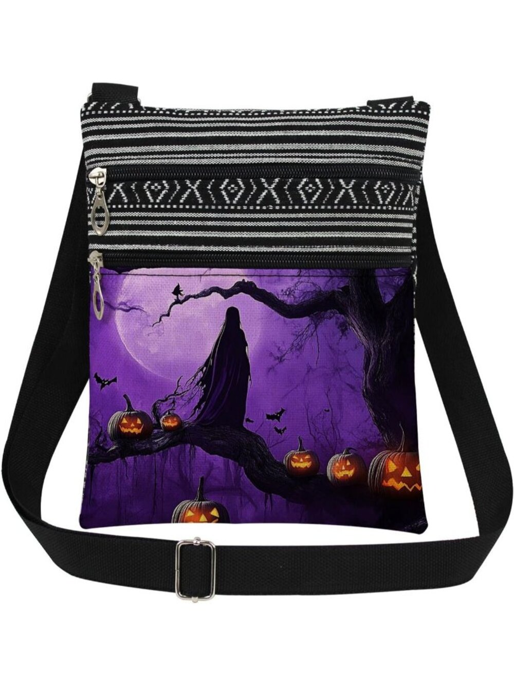 Womens Pumpkins Halloween Pumpkin Witch Ghost Skull Purse Crossbody Handbag Bag
